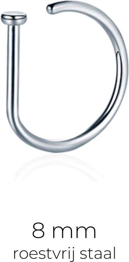 Fake Neuspiercing Zilver - Neusring - Nep Piercing Ring - RVS - Verkleedaccessoires - 8mm