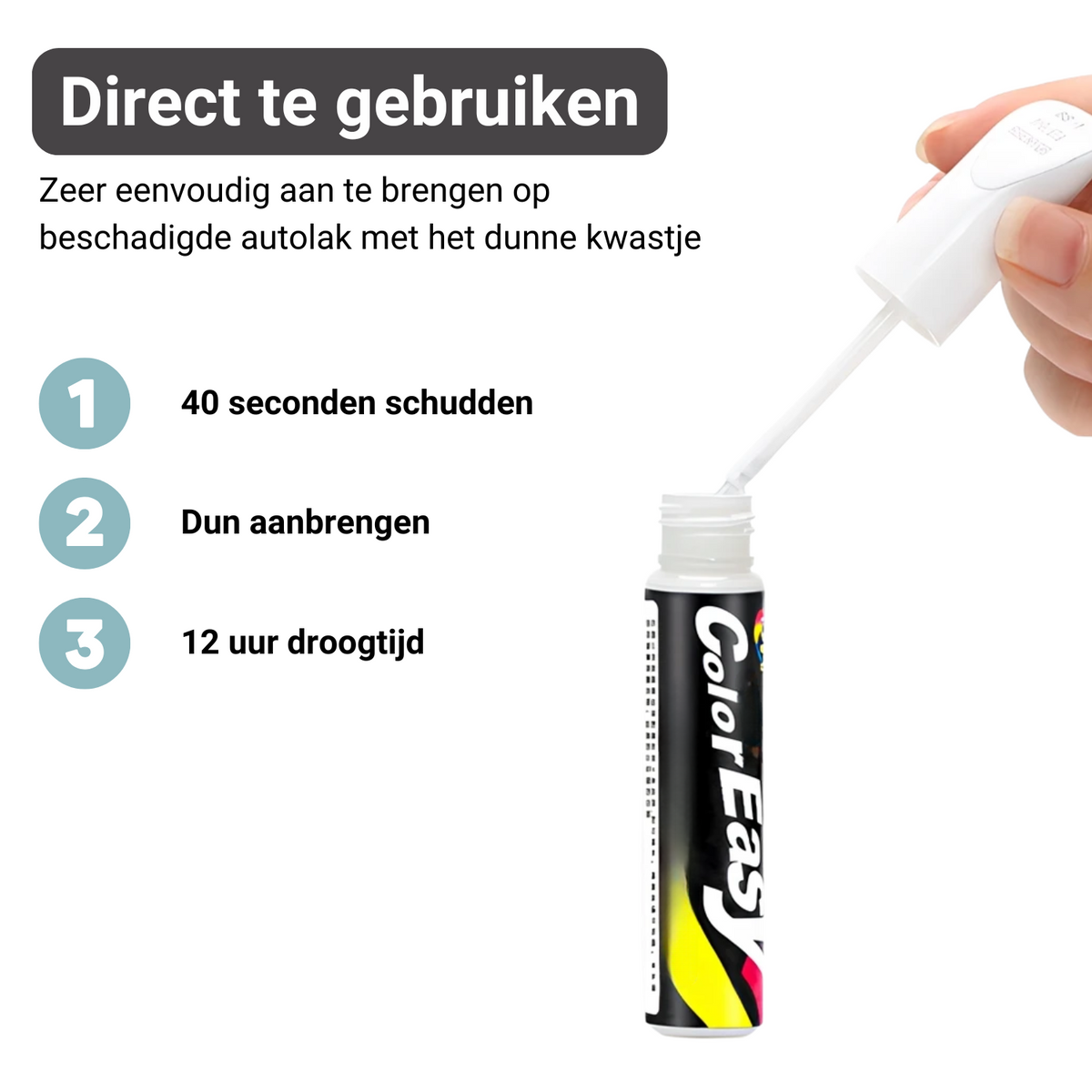 Autolak Lakstift Wit – Reparatie Lak met Kwastje – Geschikt voor Toyota Aygo, Citroën C1 & Peugeot 107 – Steenslag & Krasherstel – Kras stift - Autolak - Krassen Verwijderaar 12ml