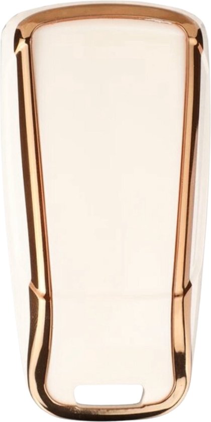 Zachte TPU Sleutelcover - Geschikt voor Audi A4 / A5 / A6 / A7 / S4 / S5 / S6 / Q5 / TT / RS - Wit met Goud - Sleutel Hoesje Cover - Auto Accessoires