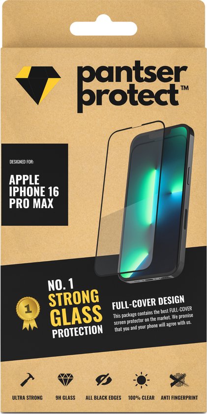Pantser Protect™ Glass Screenprotector Geschikt voor Apple IPhone 16 Pro Max - Case Friendly - Premium Pantserglas - Glazen Screen Protector