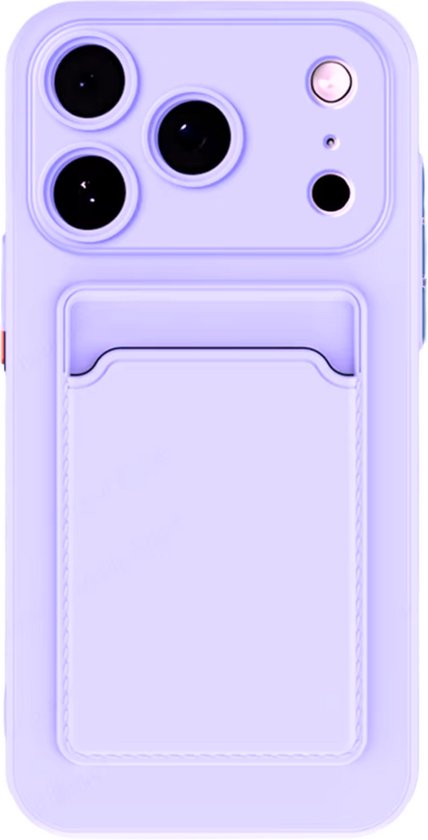 Hoesje Geschikt voor Apple iPhone Air - Stevig TPU - Met Kaarthouder - Lila/ Paars - Shockproof Case met Pasjeshouder - TPU Hoes Met Vakje Voor Pasje - Card Case Back Cover