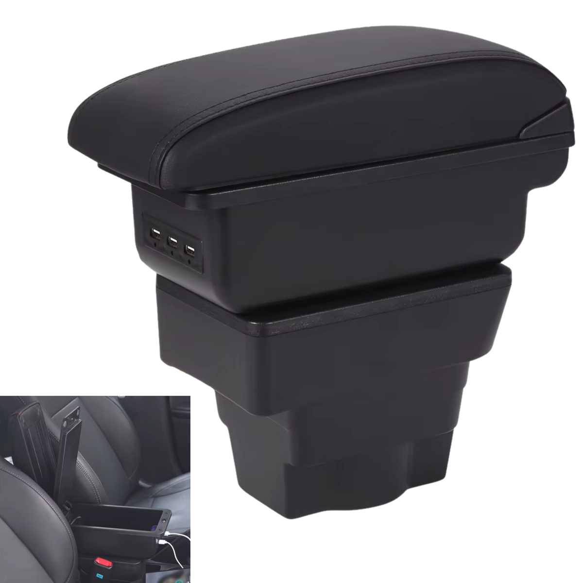 Multifunctionele Armsteun - Geschikt voor Opel Astra J 2012 - 2022 - 1 USBC & 2 USB Aansluitingen - Opbergvakken - Armleuning - Middenconsole - Bekerhouder