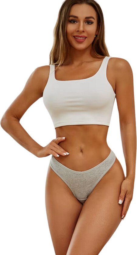 6 Pack - Comfortabele String - Zachte Strings - Sexy Dames Ondergoed - Vrouwen - Onderbroek Set - Lingerie - Zwart, Wit, Rood, Bruin, Grijs, Nude - Maat S