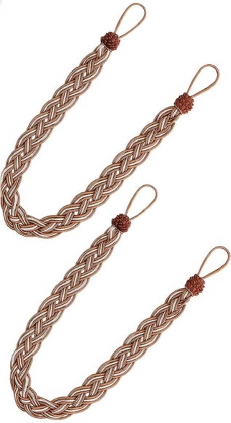 Gordijnhouders Gevlochten - 2 Stuks Haakloos Touw - Design voor Gordijnen - Sierlijke Gordijn Tiebacks - Beige Naturel Kleur - Woon Accessoires