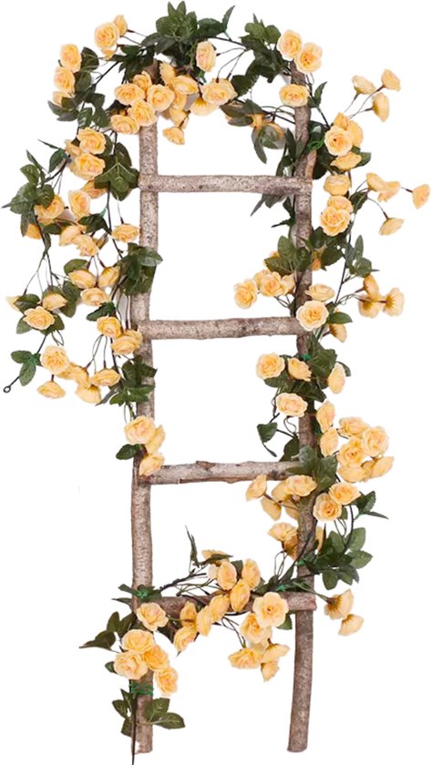 Bloemenslinger Fiets en Interieur - 69 Mini Rozen Oranje - Stijlvolle Bloemenstreng voor Fietsmand of Stuur - 180 CM Bloemen - Plastic Kunstbloemen Fiets Slinger