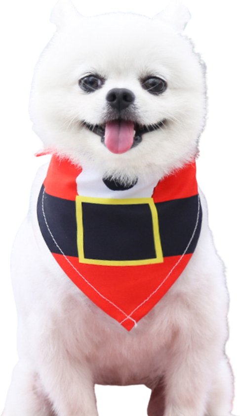 Kerst Sjaaltje Kerstman - Hond & Kat - Winter Halsband - Honden Das Rood - Kerstpakje voor Honden en Katten - Hondentrui - Kerstkostuum - Hondenkleding - Maat S