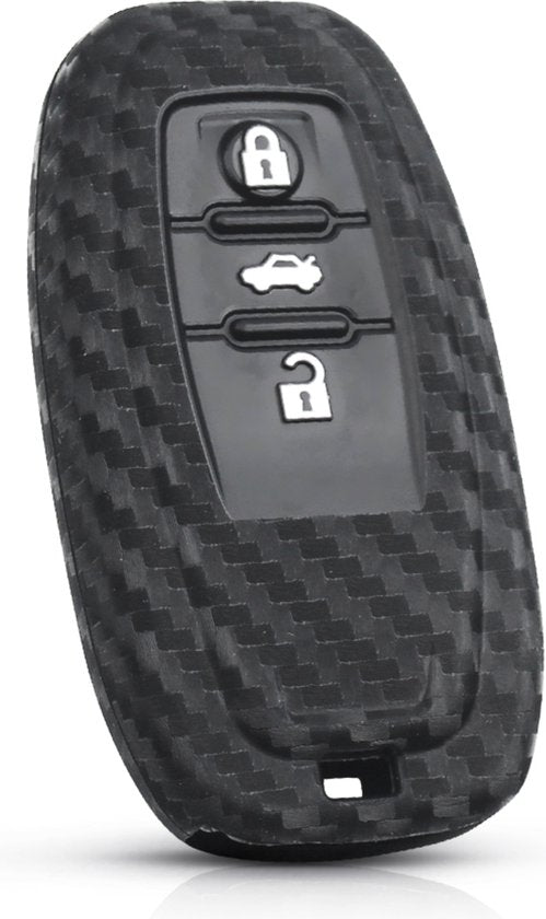 Zachte Carbon Sleutelcover met Knoppen - Sleutelhoesje Geschikt voor Audi A5 / A6 / A7 / A8 / Q5 / Q7 / Q8 / E-Tron / S5 / S6 / RS6 - Siliconen Materiaal - Sleutel Hoesje Cover - Auto Accessoires
