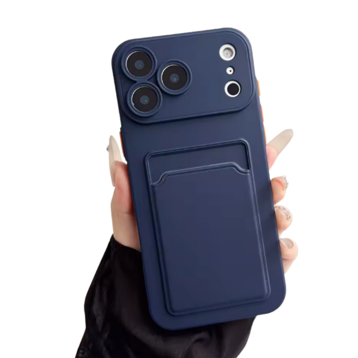 Hoesje Geschikt voor Apple iPhone 17 - Stevig TPU - Met Kaarthouder - Donkerblauw - Shockproof Case met Pasjeshouder - TPU Hoes Met Vakje Voor Pasje - Card Case Back Cover