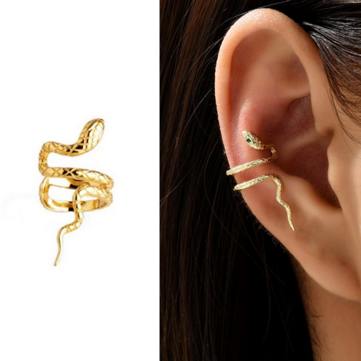 Fake Helix Slang Goud - Nep Piercing - Klem Oorbel - Sieraad Oor - Oorpiercing - Nep Helix - Ringetje Goud - Metaal