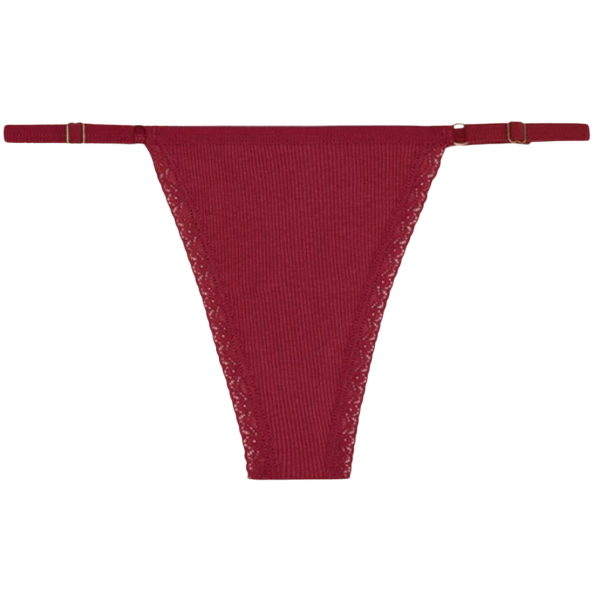 Sexy Dames String - Rood Ribstof - Dames Lingerie / Ondergoed - Kant - 95% Katoen - Maat XL