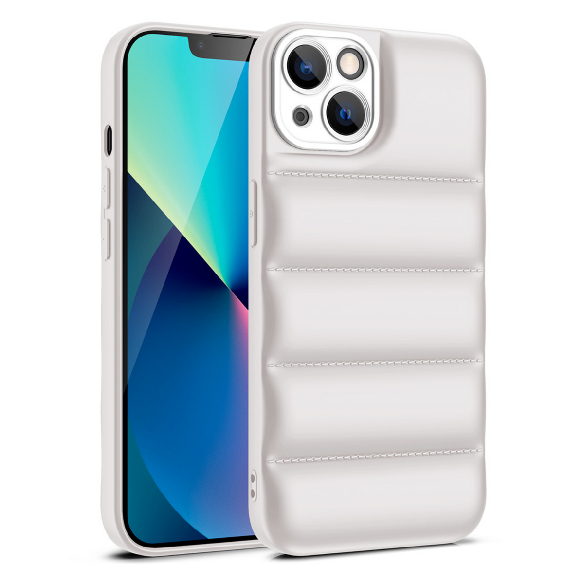 Puffer Case Wit - Geschikt voor iPhone 11 - Stootvast Hoesje met Camera Bescherming - Winterjas Donsjas Design - Shockproof TPU Back Cover