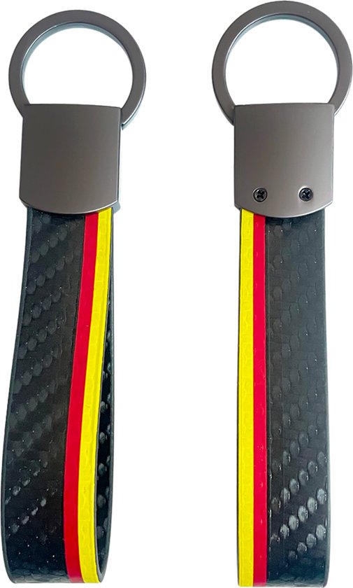 Carbon Look Auto Sleutelhanger - Duitse Vlag - universeel/alle automerken - Keychain Sleutel Hanger Cadeau - Duitsland Auto Accessoires