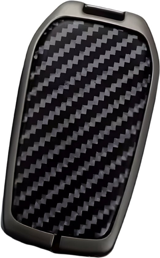Carbon Look Harde Sleutelcover - Sleutelhoesje Geschikt voor Toyota Yaris Cross / Hilux / Innova / Fortuner / Camry / Land Cruiser 200 / Land Cruiser 300 / Prado / Crown / TLK 200 - Zwart - Key Cover - Auto Accessoires