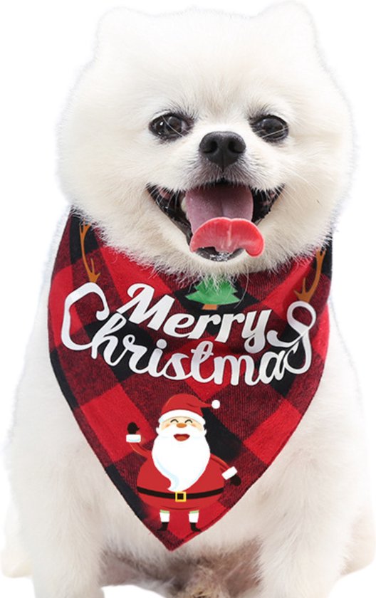Kerst Sjaaltje 'Merry Christmas' - Hond & Kat - Winter Halsband - Honden Das Rood - Kerstpakje voor Honden en Katten - Hondentrui - Kerstkostuum - Hondenkleding - Maat S