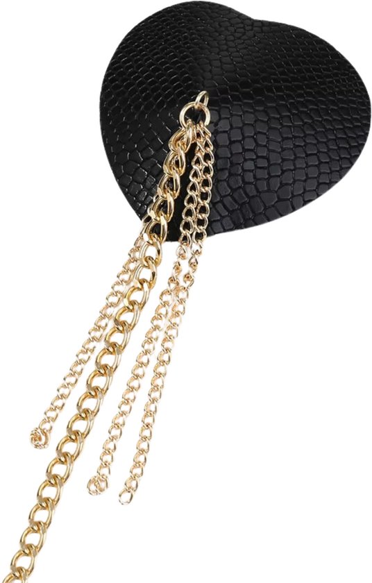 Sexy Tepel Covers voor Vrouwen - Hartvormige Nipple Covers met Choker en Ketting - Verleidelijke Tepelstickers - Tepelplakkers - Zwart - One Size