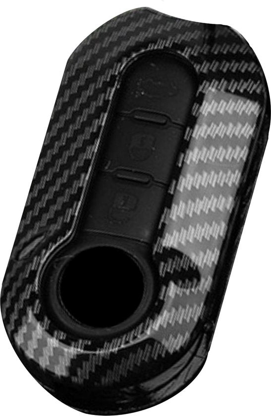 Premium Sleutelcover - Gloss Carbon Look - Sleutel Case - Geschikt voor Abarth / Abarth 595 / Fiat 500 / 500L / 500X / 500C / Panda / Punto / Stilo - Sleutel Hoesje Key Cover - Auto Accessoires