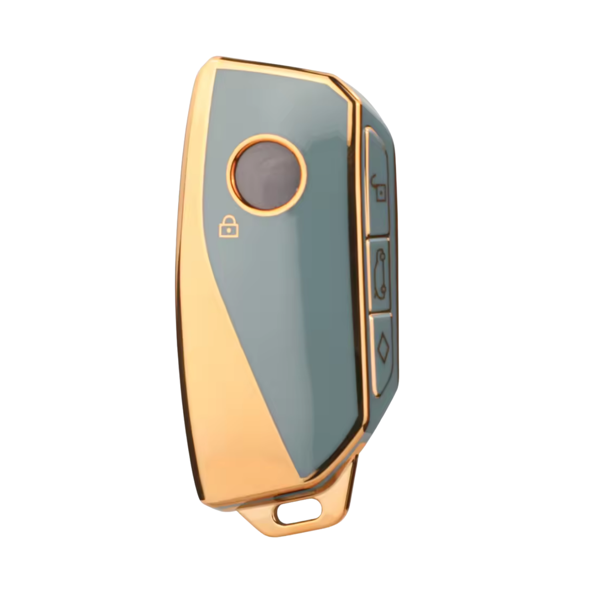 Zachte TPU Sleutelcover - Sleutelhoesje Geschikt voor BMW i7 / X7 / G07 / LCI / iX / U11 / 7 Serie / G70 / G09 / XM / U06 / G81 / M3 / 2023 - Goud met Blauw - Key Cover - Auto Accessoires