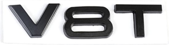Auto Embleem V8T Zwart - Zelfklevende Badge - V8 Logo - universeel/alle automerken - Auto Accessoires