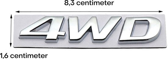 Auto Embleem 4WD Zilver Chroom - Zelfklevende Badge - 4WD Embleem - Alle Automerken / Universeel - 4 Wheel Drive - Auto Accessoires