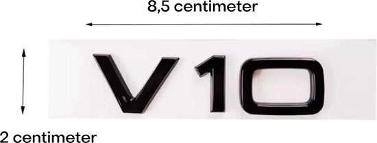 Auto Embleem V10 Zwart - Zelfklevende Badge - V10 Embleem - universeel/alle automerken - voor Achterklep - Auto Accessoires