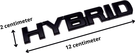 Auto Embleem Hybrid - Zwart - Zelfklevende Badge - Hybrid Embleem - universeel/alle automerken - voor Achterklep - Auto Accessoires
