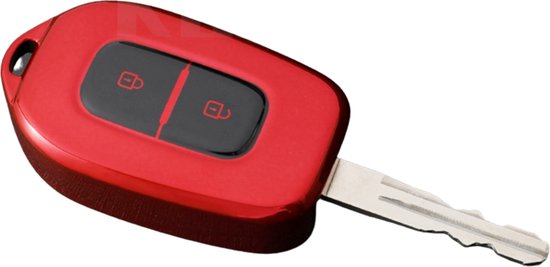 Zachte TPU Sleutelcover - Geschikt voor Renault / Dacia - Metallic Rood - Sleutelhoesje Geschikt voor Renault Clio / Captur / Laguna / Scenic / Duster / Logan / Sandero - Flexibele Sleutel Cover - Sleutel Hoesje - Auto Accessoires