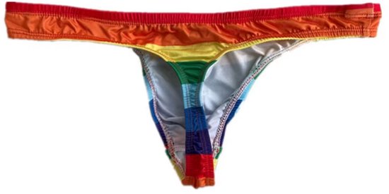 Sexy Heren Regenboog Zwemstring - String Model - Regenboog Kleuren LHBTQIA + - Mannen Zwembroek T-Back - Thong Swimwear - Ondergoed - Maat XL