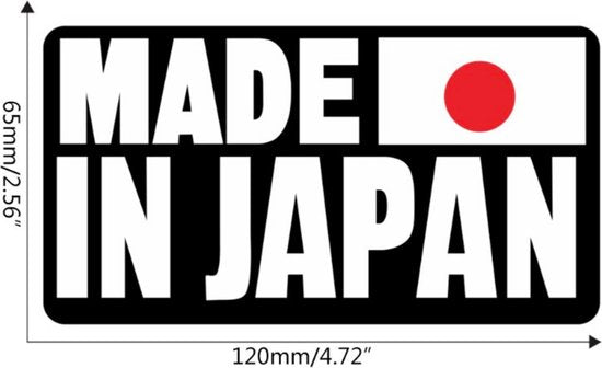 Autosticker - Made In Japan - Grappige Auto Sticker Zwart Wit - Hoogwaardig Vinyl - Autostickers Wrap Folie - universeel/alle automerken