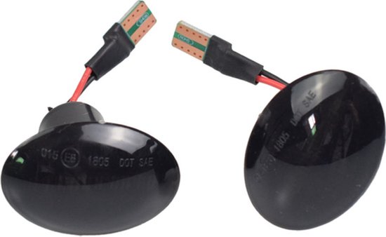 Dynamische LED Richtingaanwijzers (Smoked) - Geschikt voor Fiat 500 / Abarth 500 & 595 / Ford KA - Plug & Play Knipperlichten Zijkant - Set van 2 Knipperlichten met LED streep - Flowing Water Effect