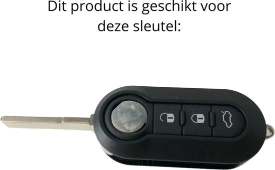 Siliconen Sleutelcover SPORT - Witte Details - Zwart Sleutelhoesje Geschikt voor Fiat 500 / 500L / 500X / 500C / Panda / Punto / Stilo - Sleutel Hoesje Keycover - Auto Accessoires