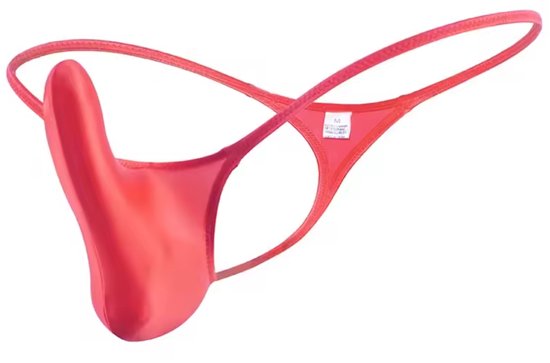 Heren Satijnen G-String – Rood - Sexy Pouch Ondergoed – Glanzend Satijn - Lage Taille en Hoge Elasticiteit – Onderbroek / Slip - Mannen Lingerie - Maat M