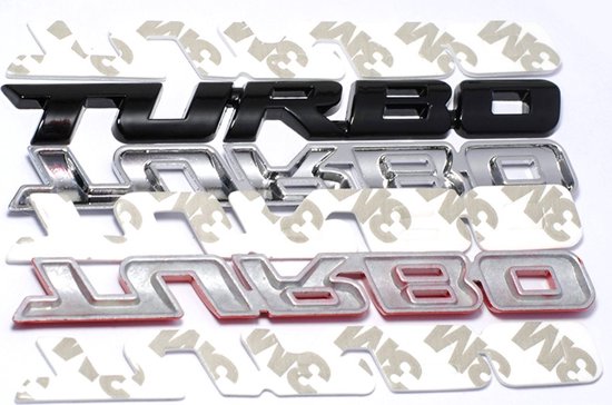 Auto Embleem Turbo - Glossy Goud - Zelfklevende Badge - Sport Logo - voor Achterklep - Auto Accessoires