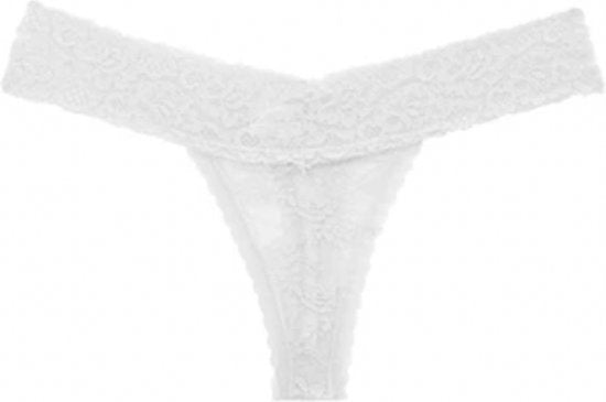 Dunne String met Kant - Doorzichtig - Wit - Sexy, Licht en Comfortabel - Dames Lingerie / Ondergoed - Maat M
