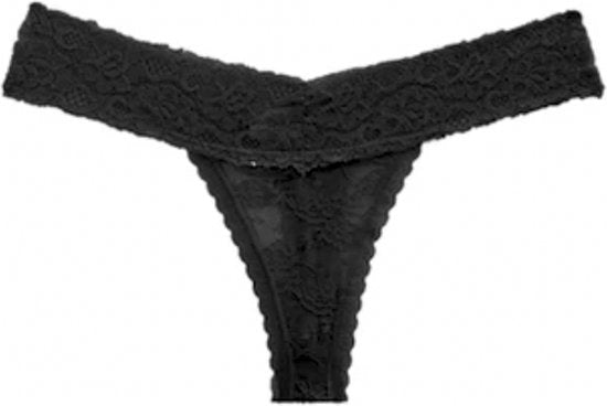 Dunne String met Kant - Doorzichtig - Zwart - Sexy, Licht en Comfortabel - Dames Lingerie / Ondergoed - Maat L