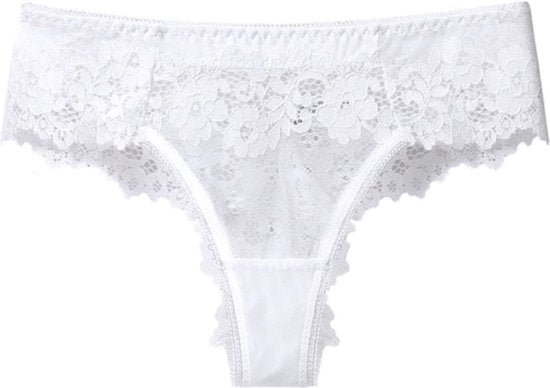 Dames String Wit - Sexy Ontwerp met Kant - Brazilian - Dames Lingerie / Ondergoed - Maat L
