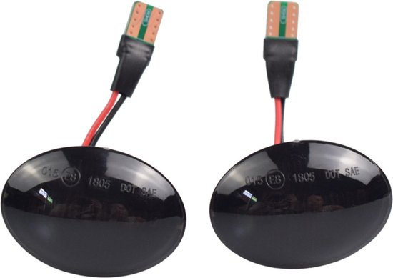 Dynamische LED Richtingaanwijzers (Smoked) - Geschikt voor Fiat 500 / Abarth 500 & 595 / Ford KA - Plug & Play Knipperlichten Zijkant - Set van 2 Knipperlichten met LED streep - Flowing Water Effect