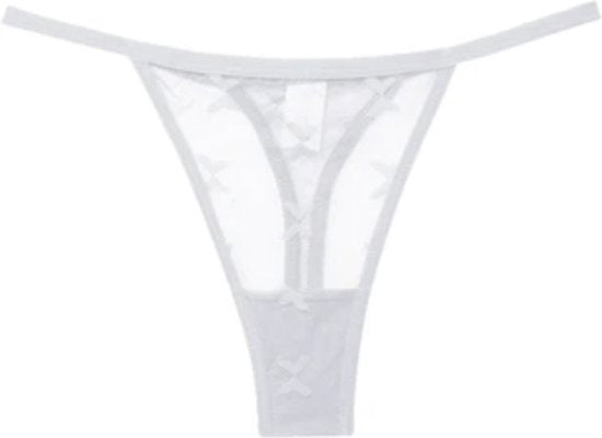 Luxe Dames String - Transparant - Wit - Maat L
