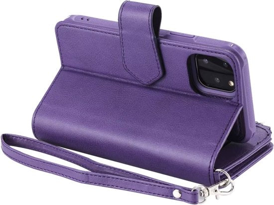 Portemonnee met Magnetisch Telefoonhoesje - Geschikt voor Samsung Galaxy A53 5G - Paars - Kunstleer - Schokbestendig - Verschillende vakjes - Met Ritssluiting - Met Draagkoord
