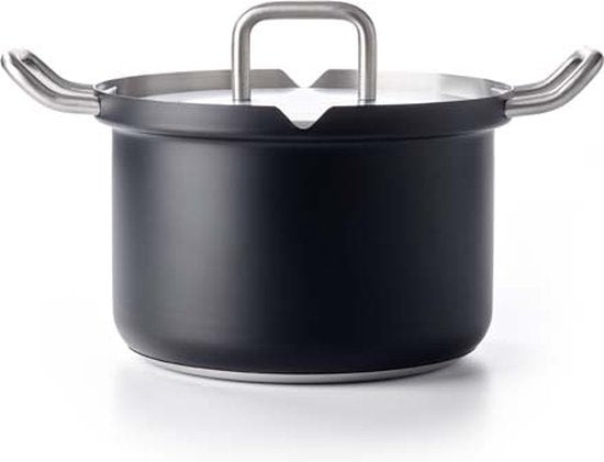 BK Q-linair Master Black kookpannenset - 4-delig - veilig afgietsysteem - inc. RVS deksel - inductie