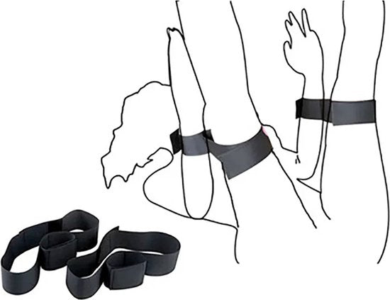 BDSM Bondage Been- en Handboeien - Zwart Harnas - Sexy Lingerie - Stevige Sex Toy - Handboeien - Verstelbaar - Dames / Heren Lingerie - One Size