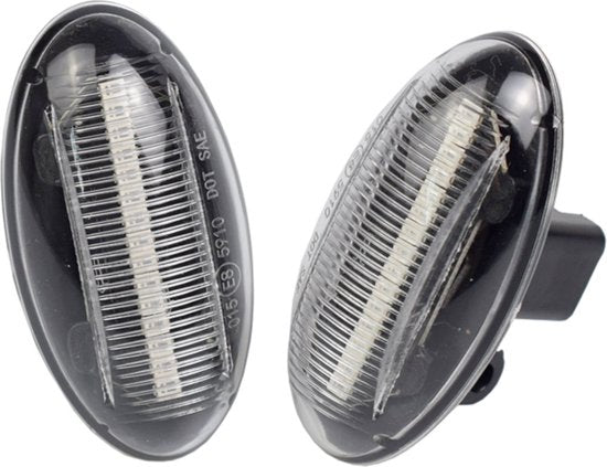 Dynamische LED Richtingaanwijzers (Helder) - Geschikt voor Toyota Aygo / Citroën C1 / C2 / C3 / C4 / C5 / C6 / Peugeot 107 / 108 / 1007 - Plug & Play Knipperlichten Zijkant - Set van 2 Knipperlichten met LED streep - Flowing Water Effect