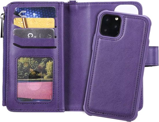 Portemonnee met Magnetisch Telefoonhoesje - Geschikt voor Samsung Galaxy A53 5G - Grijs - Kunstleer - Schokbestendig - Verschillende vakjes - Met Ritssluiting - Met Draagkoord