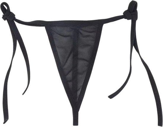 Sexy Dames Lingerieset – Zwart - Mini Lingerie Set – Tweedelige Lingerie Set - Halter Bralette Zonder Beugel - Micro String - Met Verstelbare Bandjes - Ondergoed Voor Vrouwen - Maat S