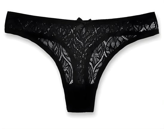 5 Pack - Kanten Strings Met Sexy Patroon – Plus Size – Verleidelijk en Comfortabel Dames Ondergoed - 2x Zwart, 2x Blauw en Rood - Onderbroeken / Slips Voor Vrouwen - Maat 3XL