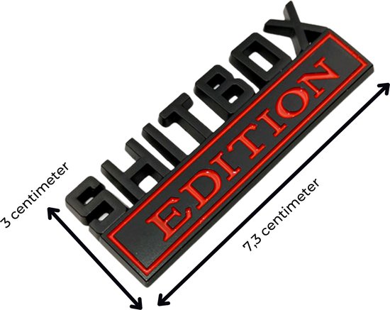 Auto Embleem Shitbox Edition - Zwart Rood - Zelfklevende Badge - Embleem - universeel/alle automerken - Logo - Auto Accessoires