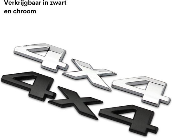 Auto Embleem 4x4 Zilver Chroom - Zelfklevende Badge - 4x4 Embleem - universeel/alle automerken - 4 Wheel Drive - Auto Accessoires
