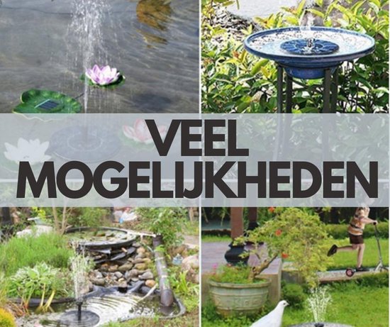 Solar Fontein - met een diameter van ca 16 cm – werkt op Zonne-energie - voor in de tuin of op balkon – geschikt voor in een vijver of waterschaal - drijvende fontein zonder snoer - alleen voor buiten