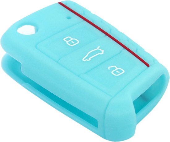 Siliconen Sleutelcover Sport - Aqua Sleutelhoesje Geschikt voor Volkswagen Polo / Golf / 2014 - 2021 / Seat Leon / Seat Ibiza / Golf GTI / Golf R / Golf 7 / Skoda - Sleutel Hoesje Keycover - Auto Accessoires