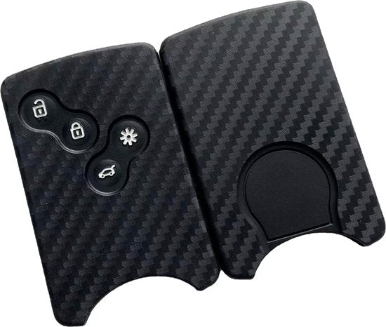 Zachte Carbon Sleutelcover met Knoppen - Sleutelhoesje Geschikt voor Renault Clio / Megane / Scenic / Captur / Laguna / Zoë / Koleos / Logan / Duster / Sandero - Siliconen Materiaal - Sleutel Hoesje Cover - Auto Accessoires
