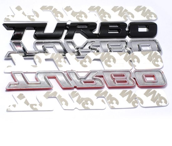 Auto Embleem Turbo - Glossy Rood - Zelfklevende Badge - Sport Logo - universeel/alle automerken - voor Achterklep - Auto Accessoires